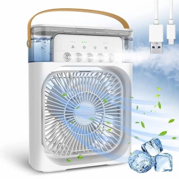 TEKCOOL Mini Cooler for Room Cooling AC Portable Mini Fan Artic Cooler with 7 Colors LED Light, 1/2/3 H Timer, 3 Wind Speeds and 3 Spray Modes